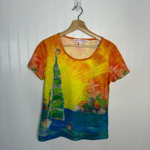 leoma lovegrove Tops - Leoma Lovegrove Top Petite Small Sailboat Beach Coastal Nautical